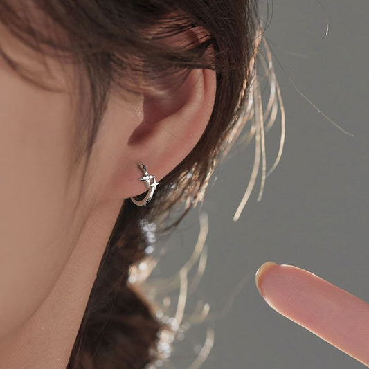 Star Hoop Silver Sterling Earring