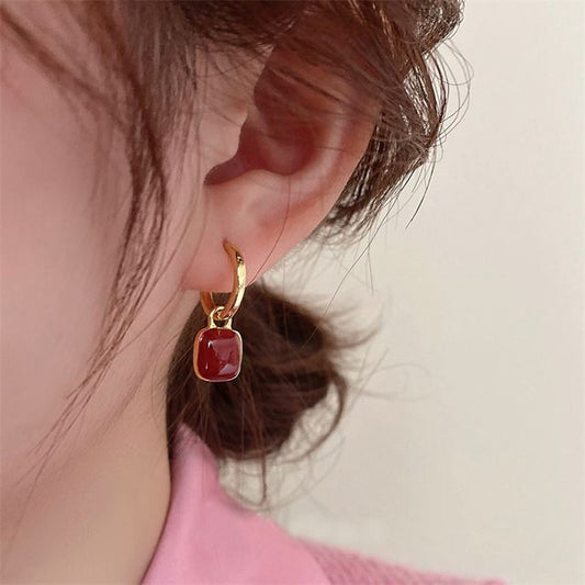 Earring Sterling Silver Dangle Square