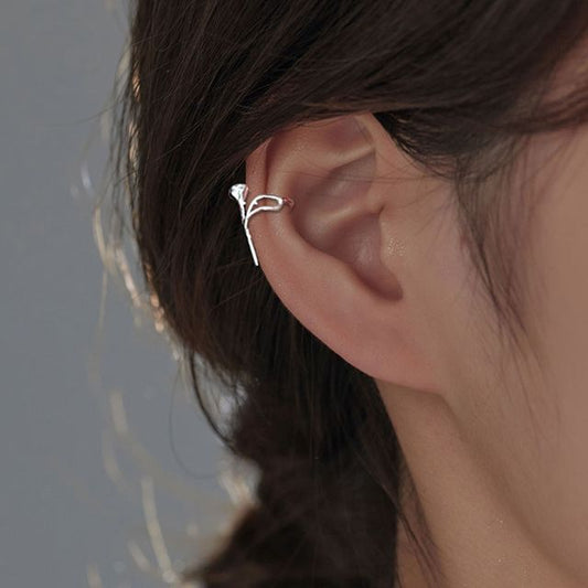 Rose Sterling Earring Cuff Silver