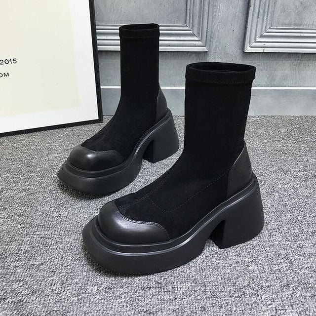 Boots Short Heel Block Platform