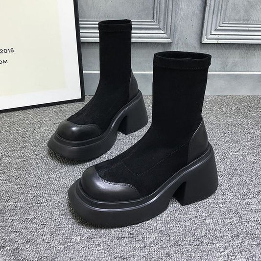 Boots Short Heel Block Platform