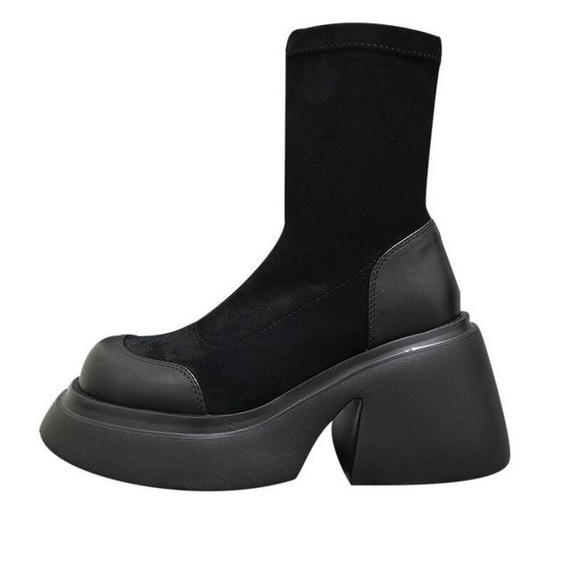 Boots Short Heel Block Platform