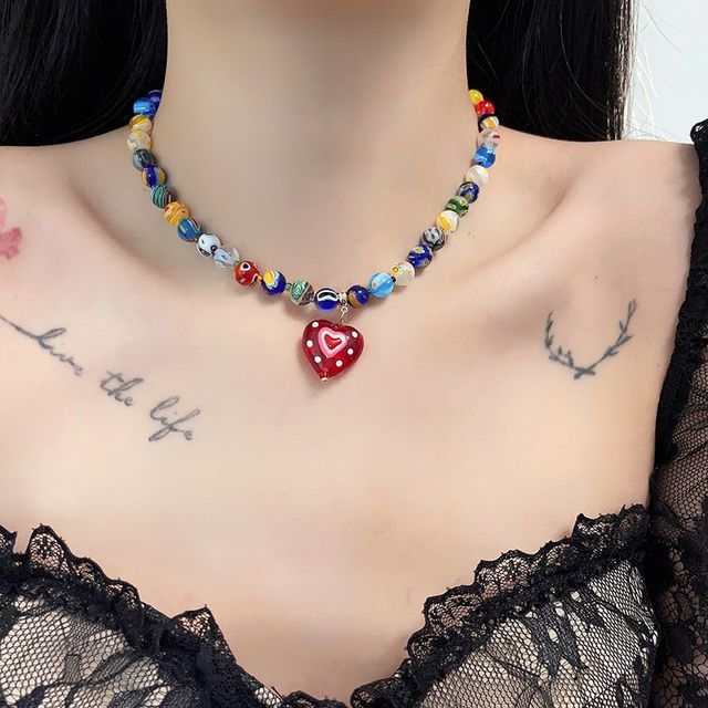 Necklace Print Pendant Glass / Earring