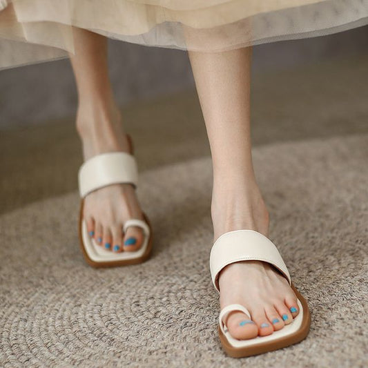 Toe Sandals Slide Loop Flat