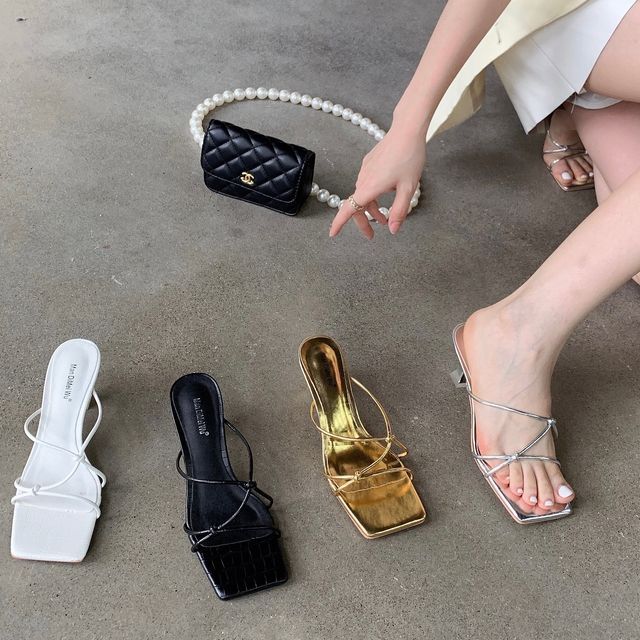 Strappy Sandals Slide Heel High