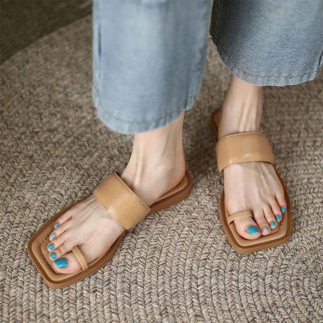 Toe Sandals Slide Loop Flat