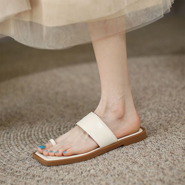 Toe Sandals Slide Loop Flat