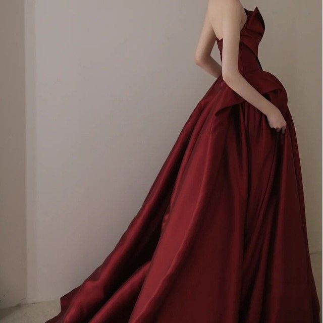 Plain Gown Asymmetrical A-Line Strapless Ball