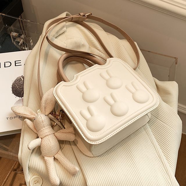 Rabbit Handle Bag Top Crossbody Faux Leather