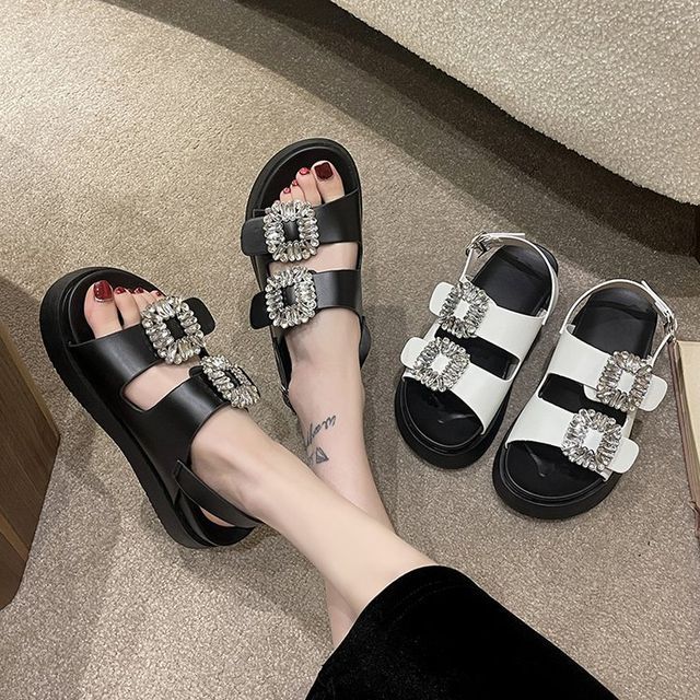 Slingback Platform Sandals Rhinestone