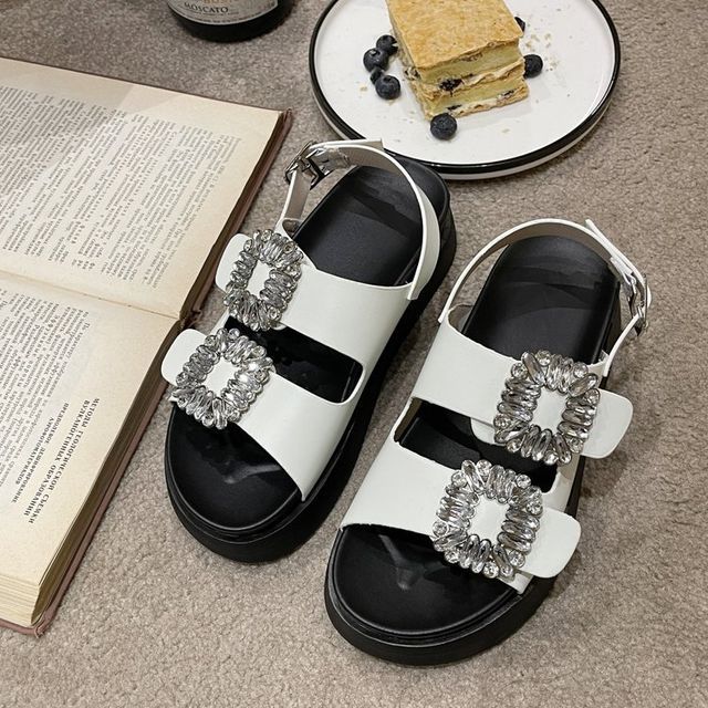 Slingback Platform Sandals Rhinestone