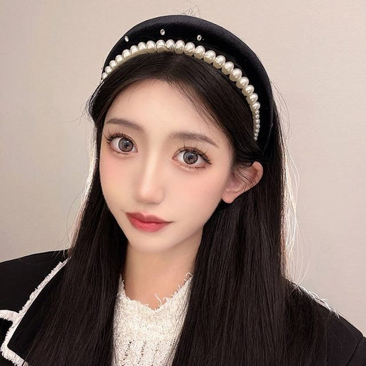 Pearl Headband Velvet Faux