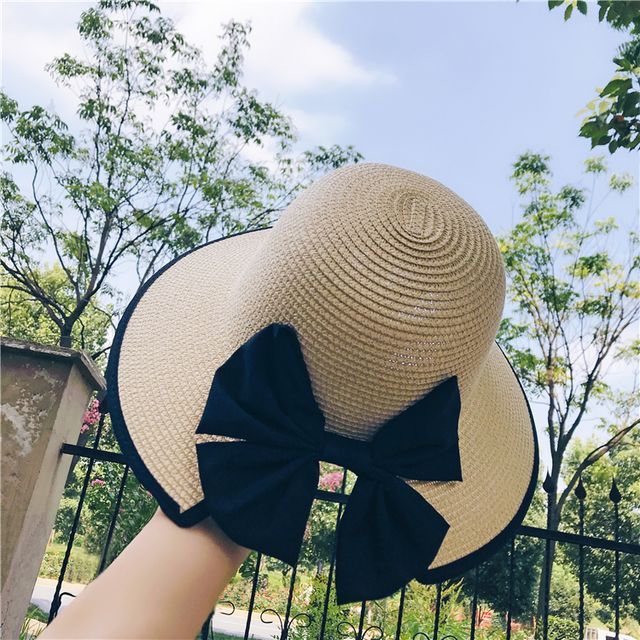 Piped Straw Sun Bow Hat