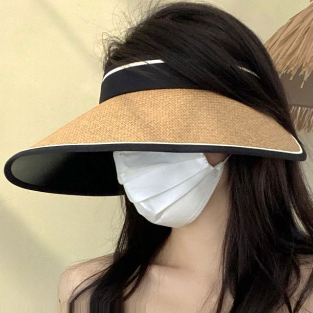Hat Sun Straw Piped