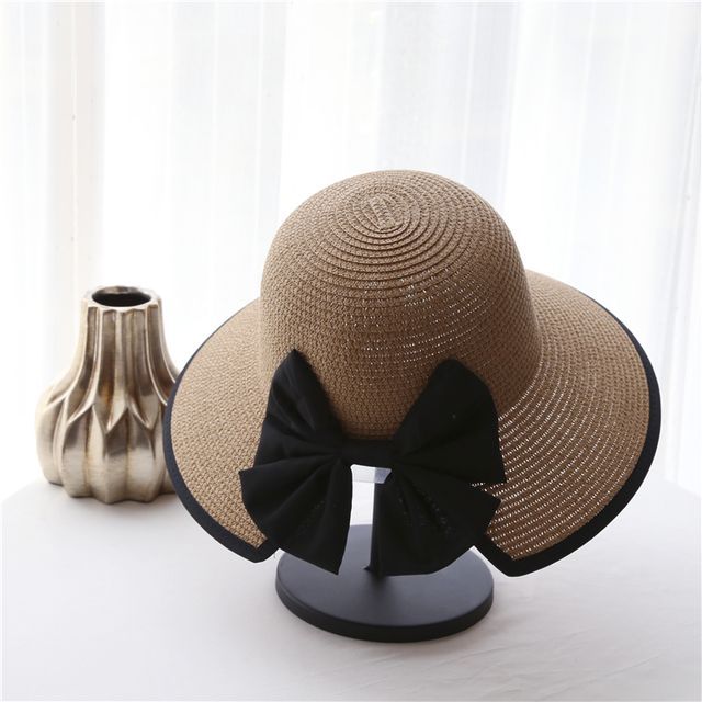 Piped Straw Sun Bow Hat