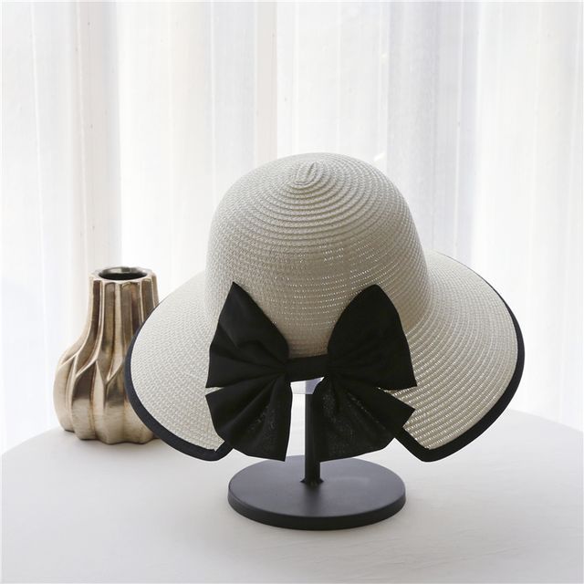 Piped Straw Sun Bow Hat