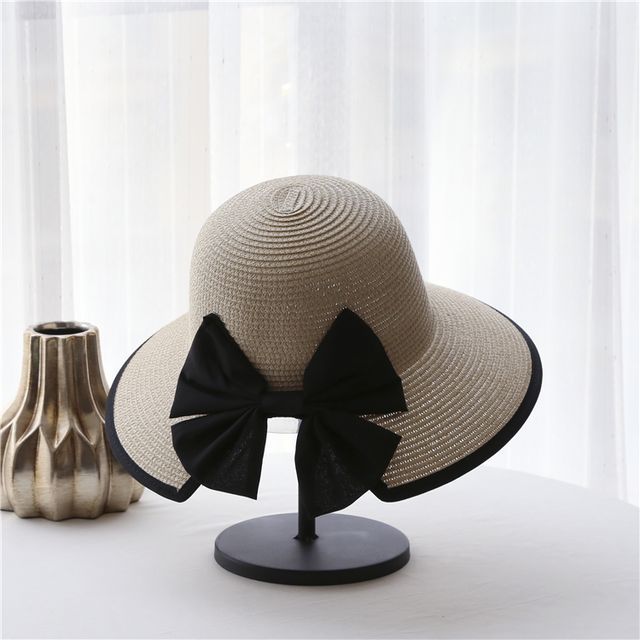 Piped Straw Sun Bow Hat