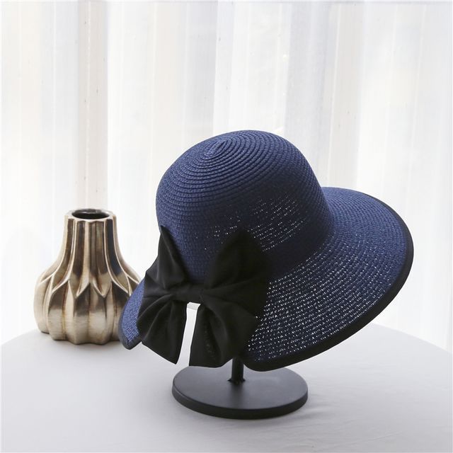 Piped Straw Sun Bow Hat