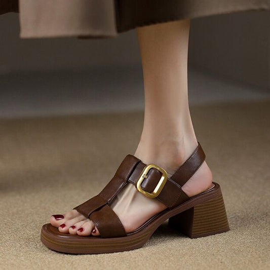 Heel Chunky Sandals Slingback