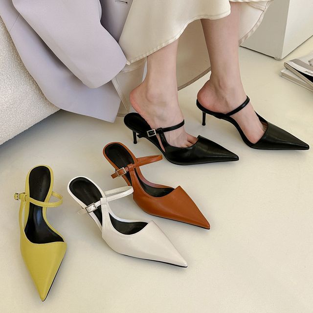 Toe Mules Pointy Stiletto Heel
