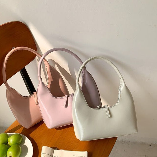 Shoulder Faux Bag Zip Plain Leather