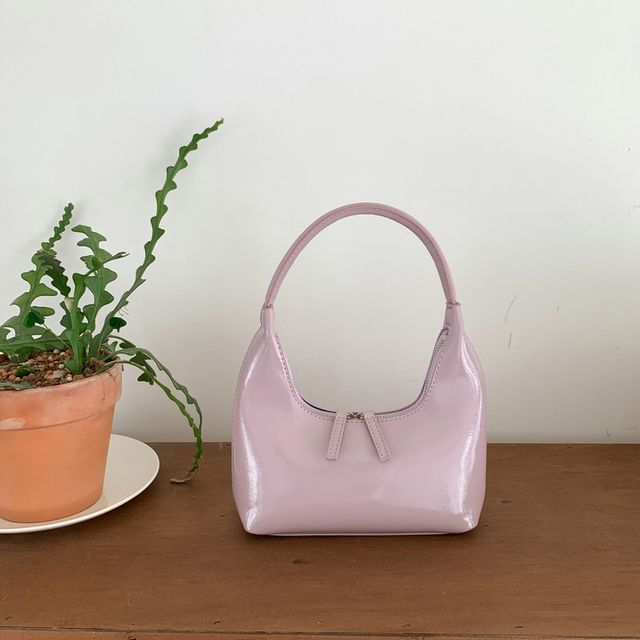 Shoulder Faux Bag Zip Plain Leather