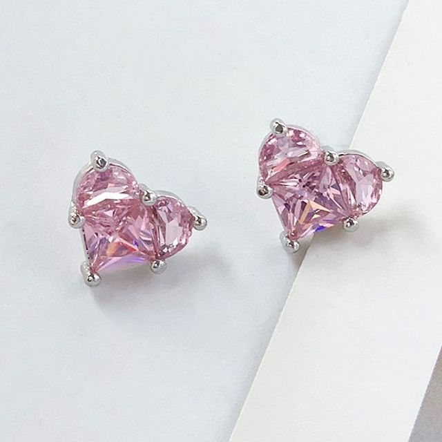 Heart Clip-On Rhinestone Earring Stud /