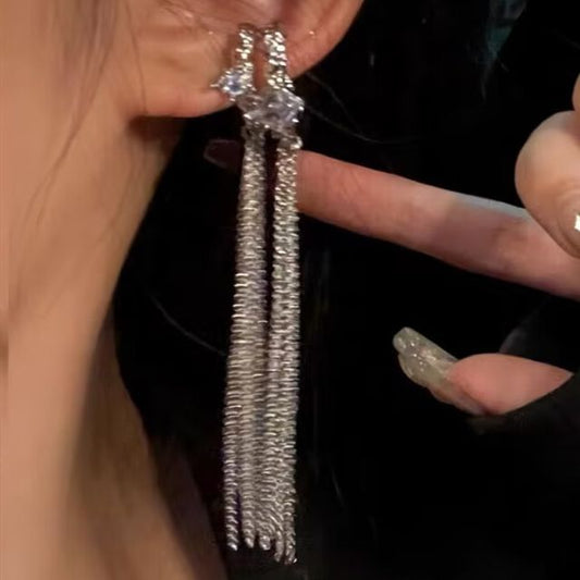 Fringed Rhinestone Ear Cuff