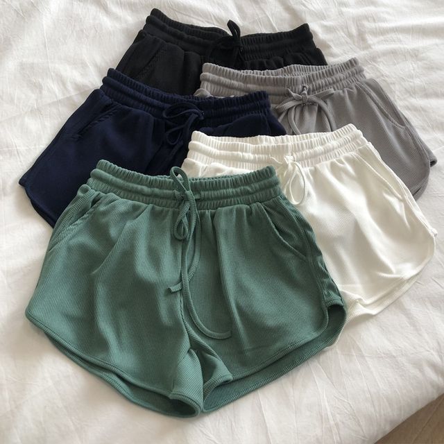Drawstring Plain Sweat Waist Shorts