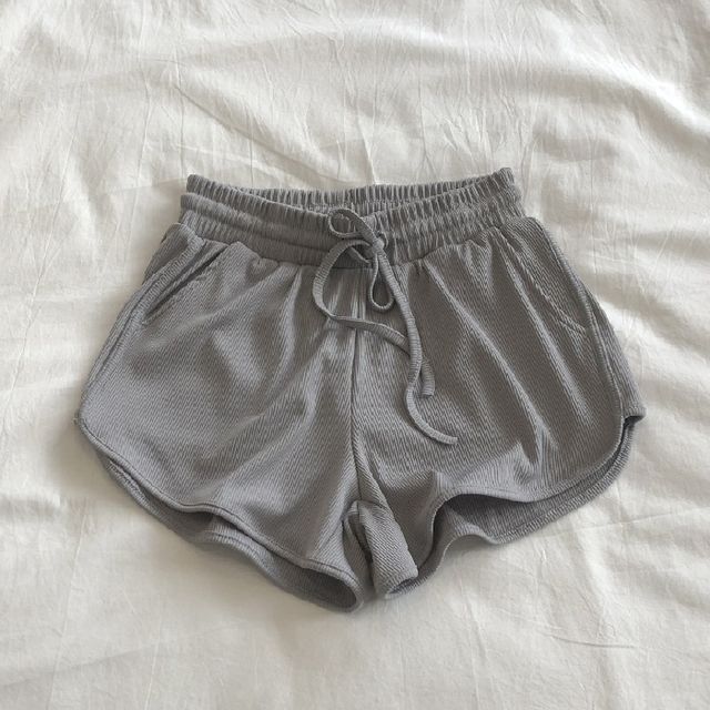 Drawstring Plain Sweat Waist Shorts