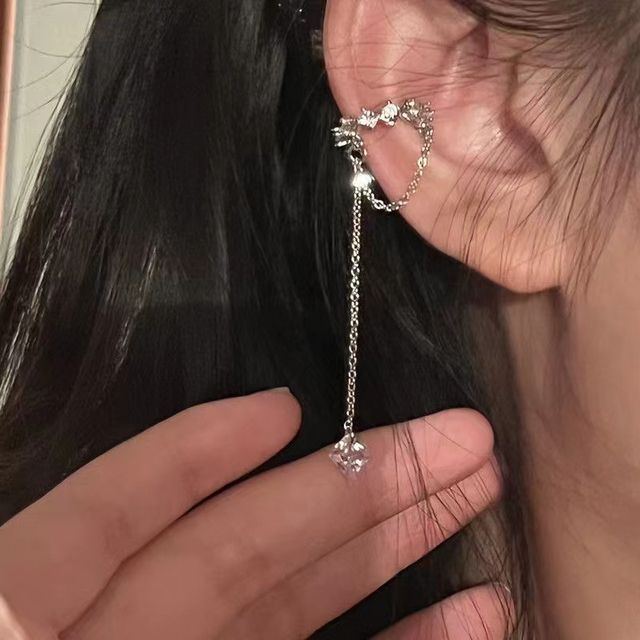 Earring Alloy Cuff Rhinestone