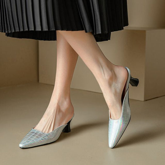 Kitten Heel Pointed Mules