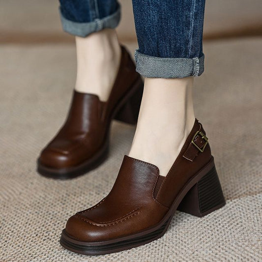Buckled Loafers Block-Heel
