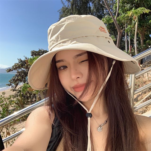 Lettering Embroidered Hat Sun