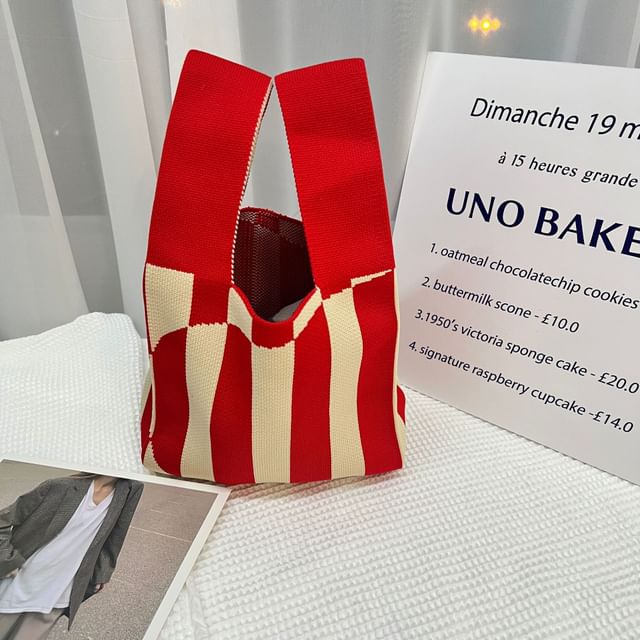 Knit Patterned Bag Tote