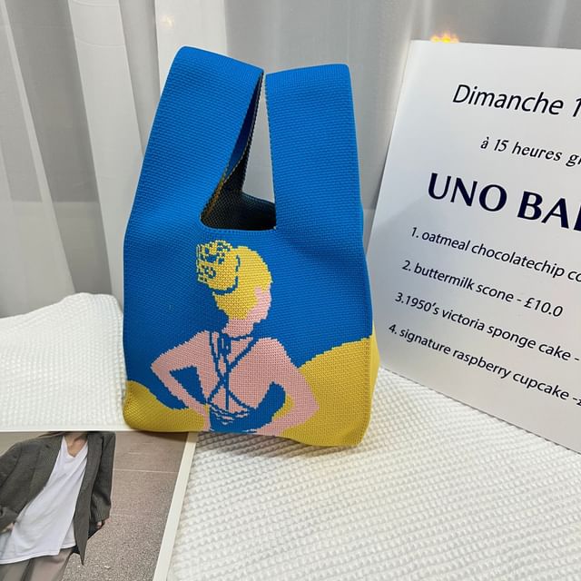 Knit Patterned Bag Tote