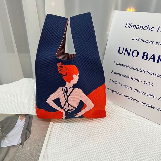 Knit Patterned Bag Tote