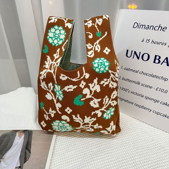Knit Patterned Bag Tote