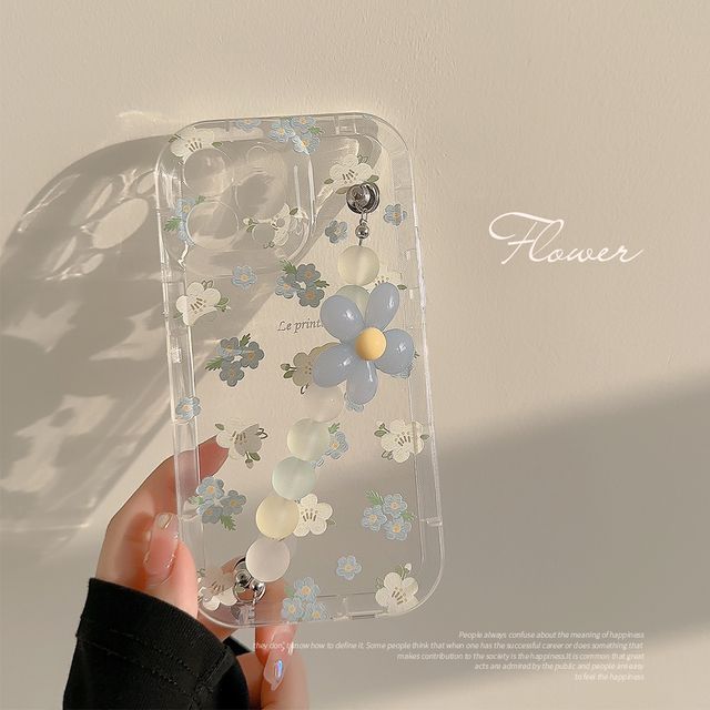 Case Phone Strap Transparent Floral