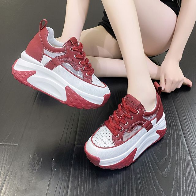 Wedge Mesh Panel Sneakers Hidden Platform