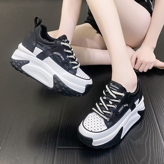 Wedge Mesh Panel Sneakers Hidden Platform