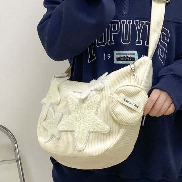 Applique Designs) With Pouch Coin Zipper Corduroy Crossbody (Various Purse Star
