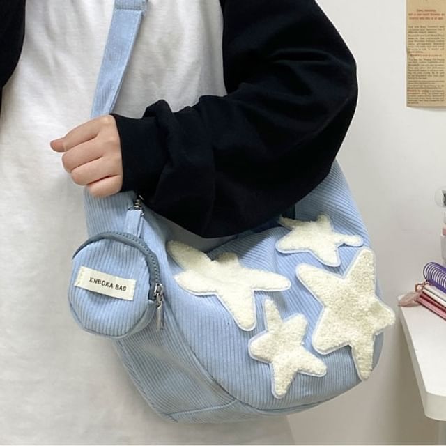 Applique Designs) With Pouch Coin Zipper Corduroy Crossbody (Various Purse Star