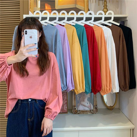 Round Plain Sleeve Neck T-Shirt Balloon