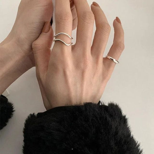 Ring Open Layered Alloy / Geometric Wavy