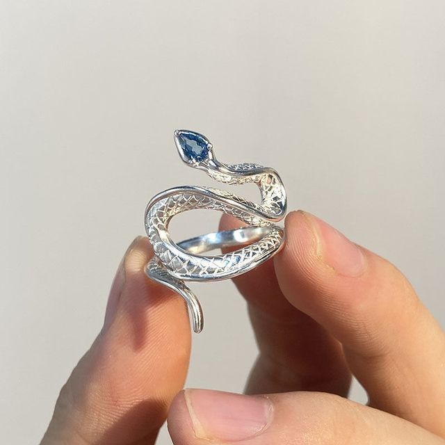 Alloy Snake Rhinestone Ring Open