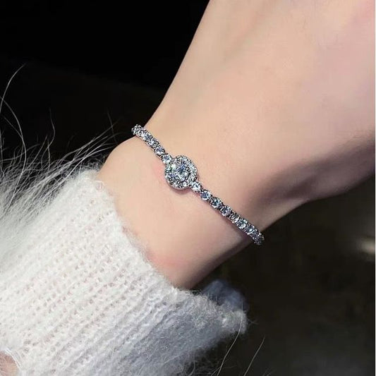 Floral Rhinestone Bracelet Alloy