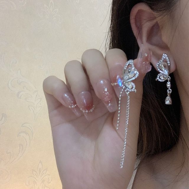 Dangle Asymmetrical Earring Alloy Butterfly