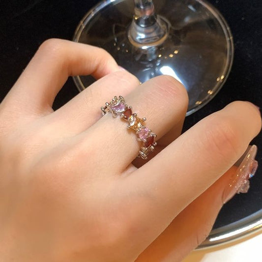 Rhinestone Open Ring Alloy