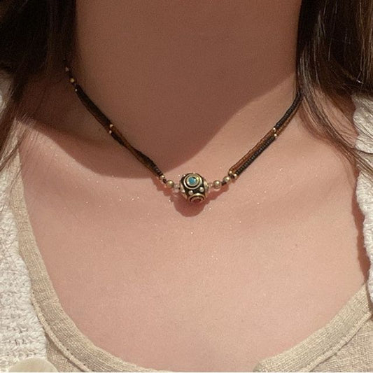 Cord Bead Pendant Bracelet / Choker